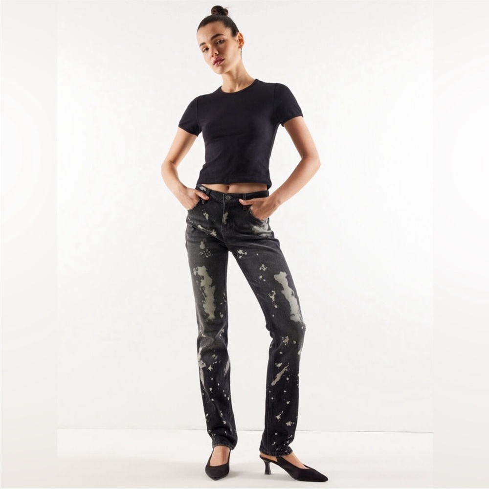 NWT ZW ZARA Woman - The Bleached Jeans - Slim Fit - Slim Leg - Mid Rise